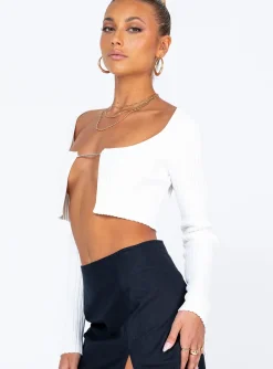 Princess Polly Fletcher Long Sleeve Top White New