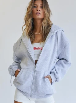 Princess Polly Florida Zip Up Sweatshirt  Grey Best