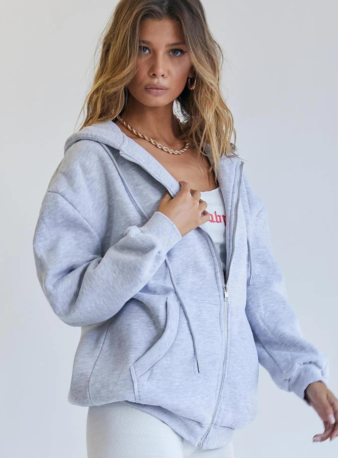Princess Polly Florida Zip Up Sweatshirt Grey Best