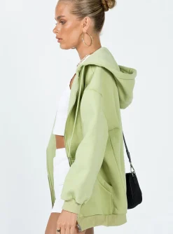 Princess Polly Florida Zip Up Sweatshirt Green Best Sale