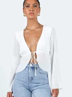 Princess Polly Floryce Long Sleeve Top White Clearance