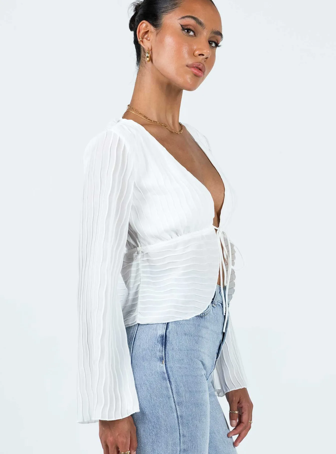 Princess Polly Floryce Long Sleeve Top White Clearance