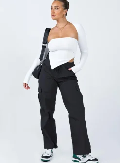 Princess Polly Flossie Parachute Pants  Black Clearance