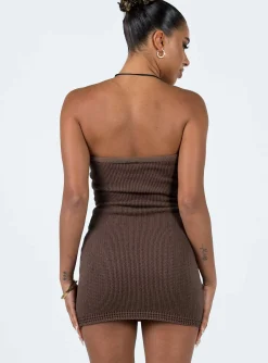 Princess Polly Flow Strapless Mini Dress  Brown Best