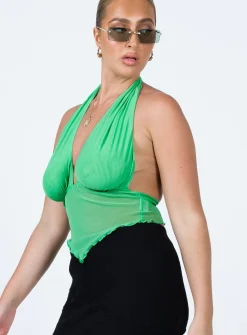 Princess Polly Flower Power Top  Green Best Sale