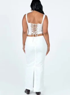 Princess Polly Flowerfields Maxi Skirt Ivory Discount