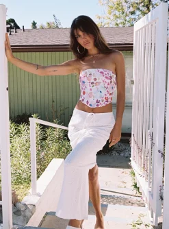 Princess Polly Flowerfields Maxi Skirt Ivory Discount