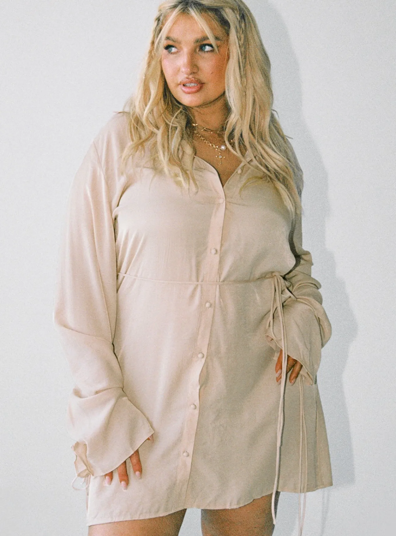 Princess Polly Forbidden Mini Dresscurve Beige Clearance