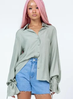 Princess Polly Forbidden Shirt  Sage Outlet