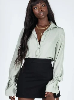 Princess Polly Forbidden Shirt Sage Outlet