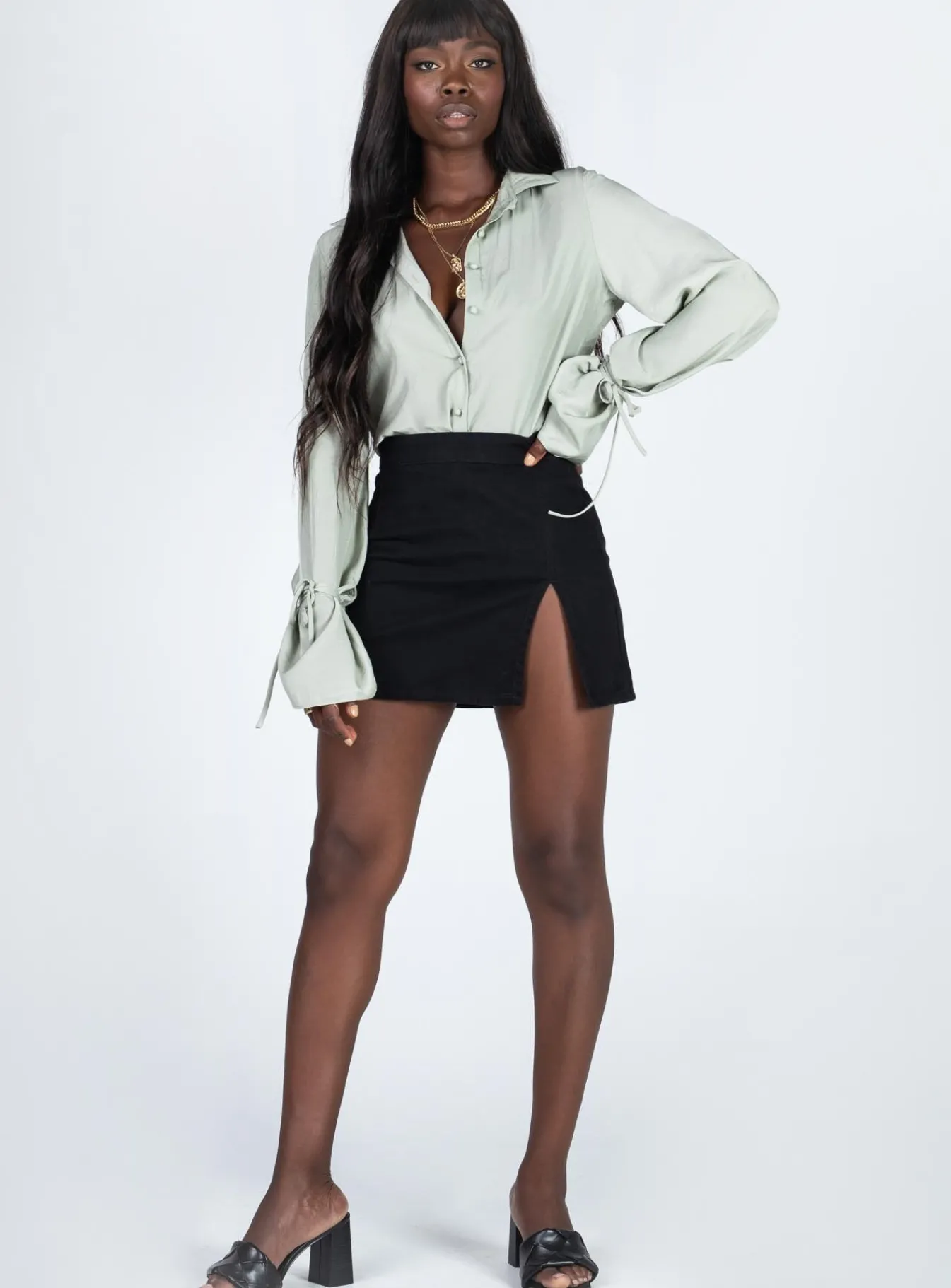 Princess Polly Forbidden Shirt Sage Outlet