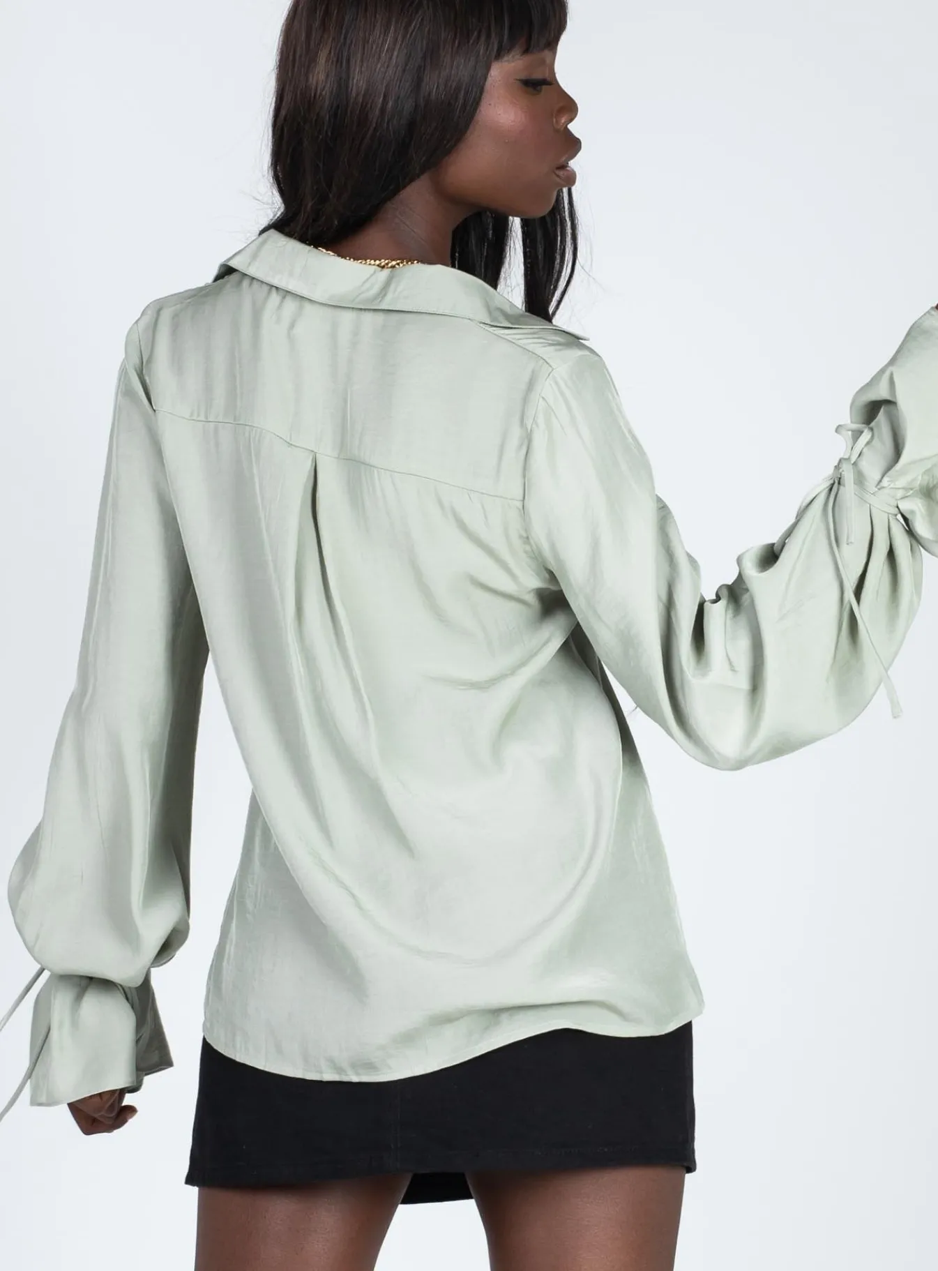 Princess Polly Forbidden Shirt Sage Outlet