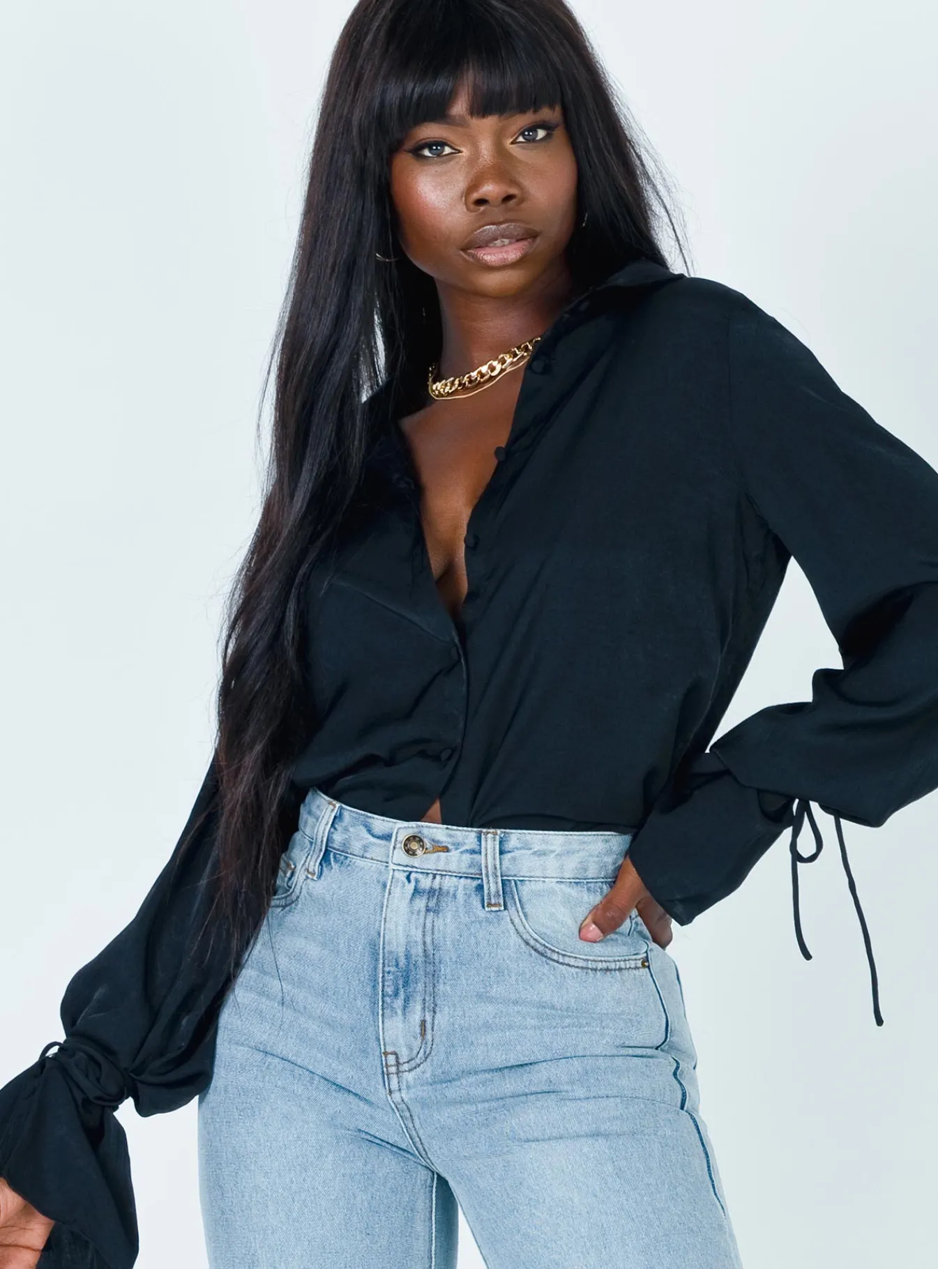 Princess Polly Forbidden Shirt Black New