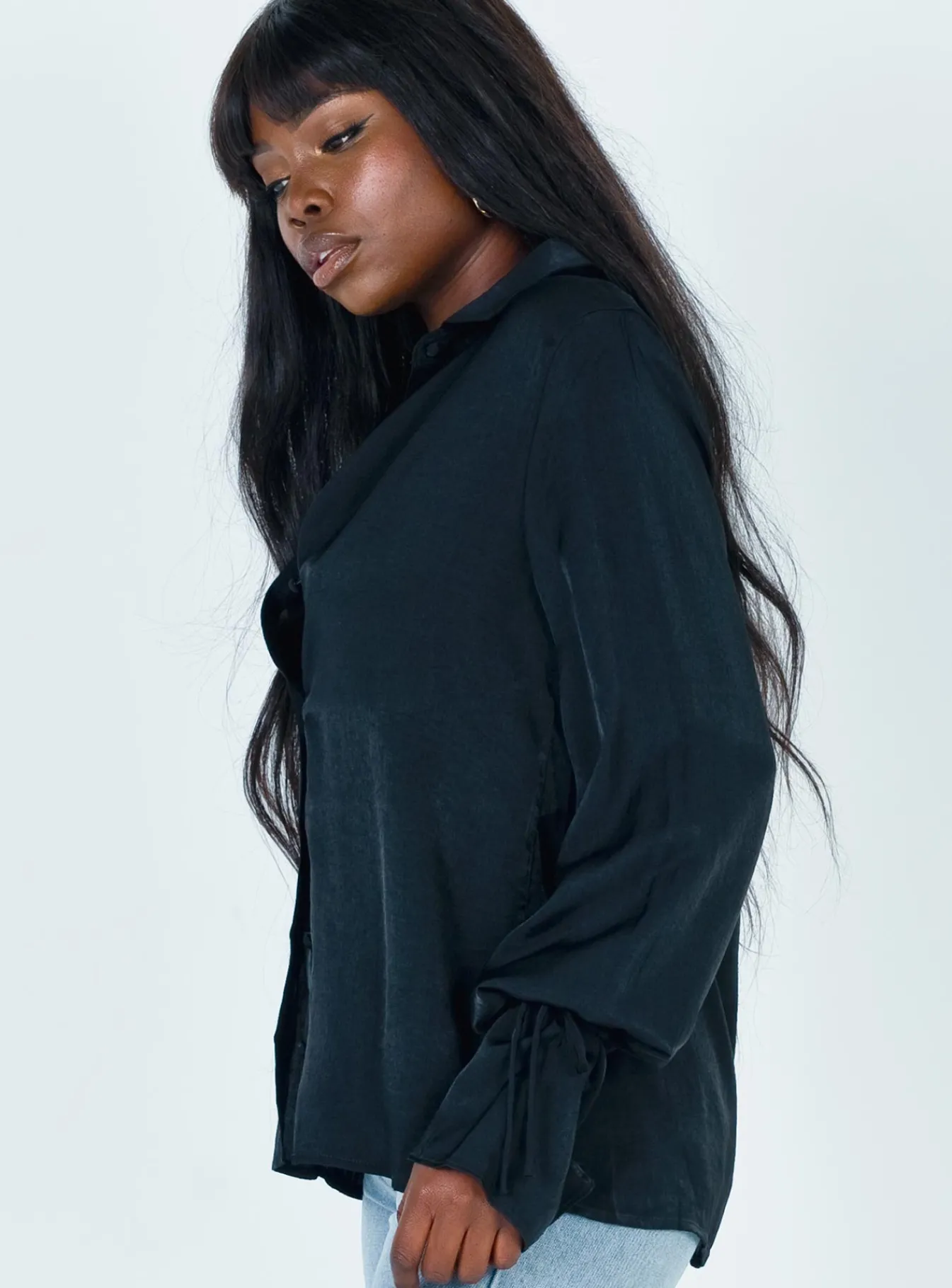 Princess Polly Forbidden Shirt Black New