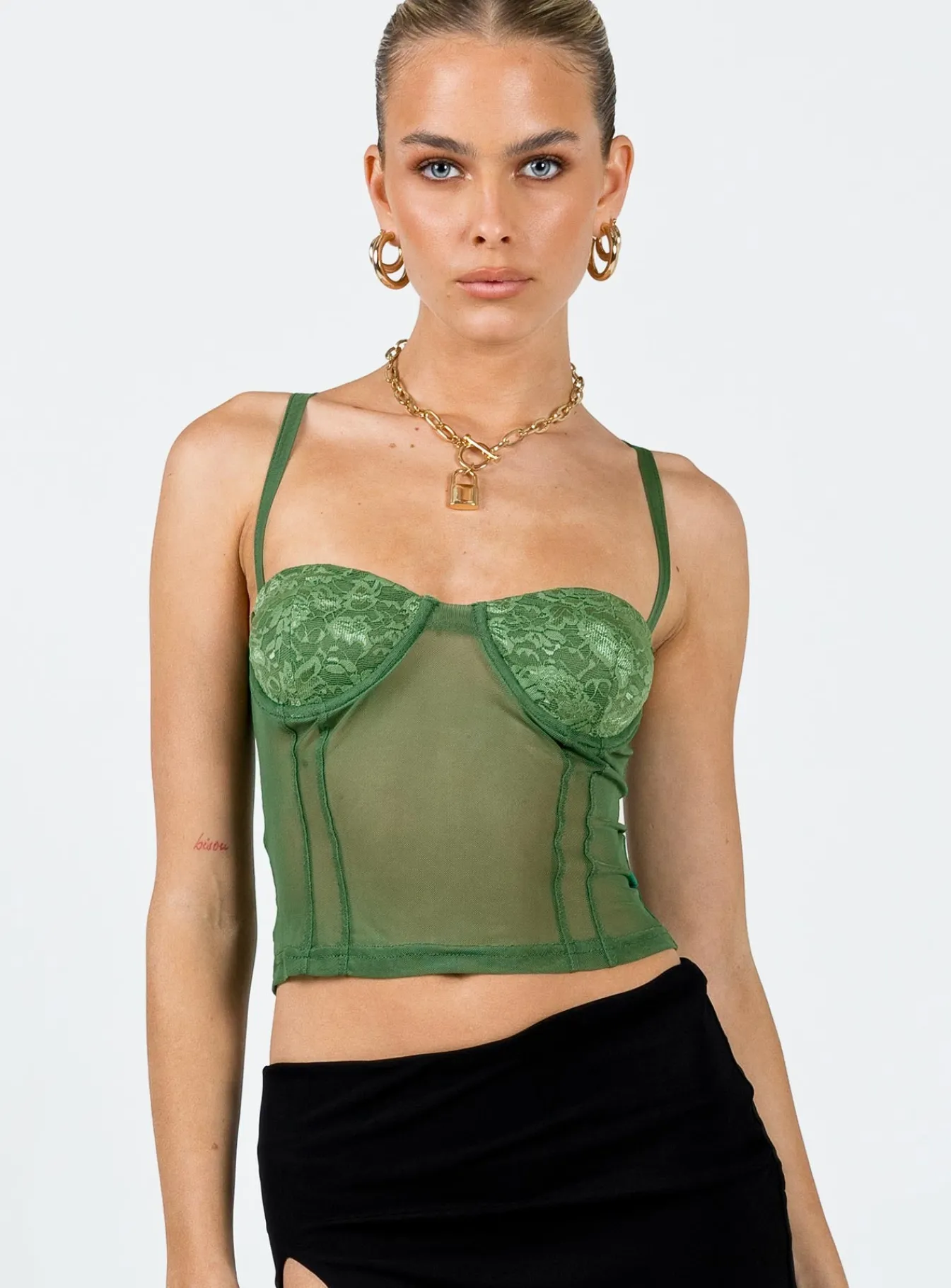 Princess Polly Foresta Bustier Top Green Clearance