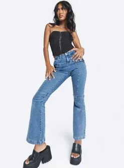 Princess Polly Formont Jeans Mid Wash Denim   Blue Denim Online