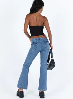 Princess Polly Formont Jeans Mid Wash Denim Blue Denim Online