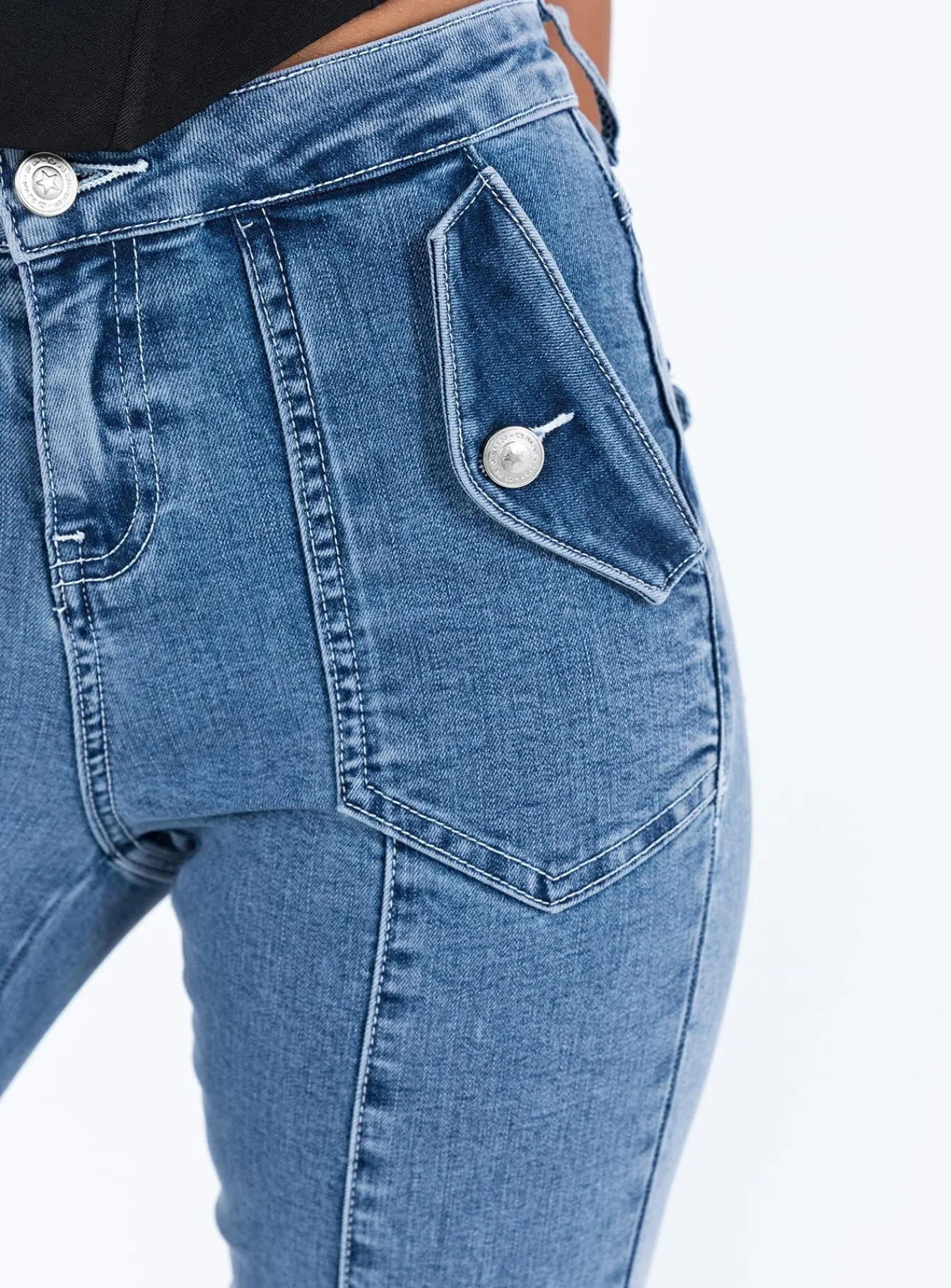 Princess Polly Formont Jeans Mid Wash Denim Blue Denim Online