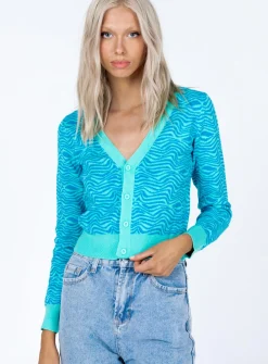 Princess Polly Franc Cropped Cardigan  Blue Cheap
