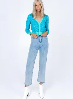 Princess Polly Franc Cropped Cardigan  Blue Cheap