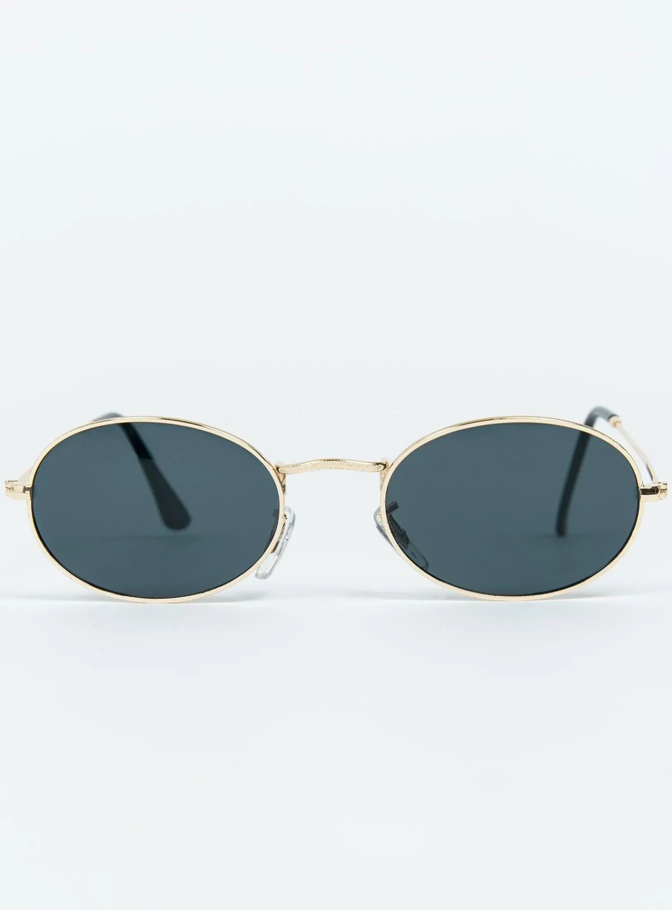Princess Polly Frankie Oval Sunglasses Black/Gold Fashion
