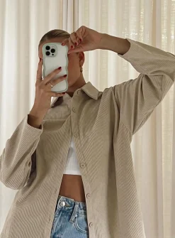 Princess Polly Frannie Corduroy Jacket  Cream Hot