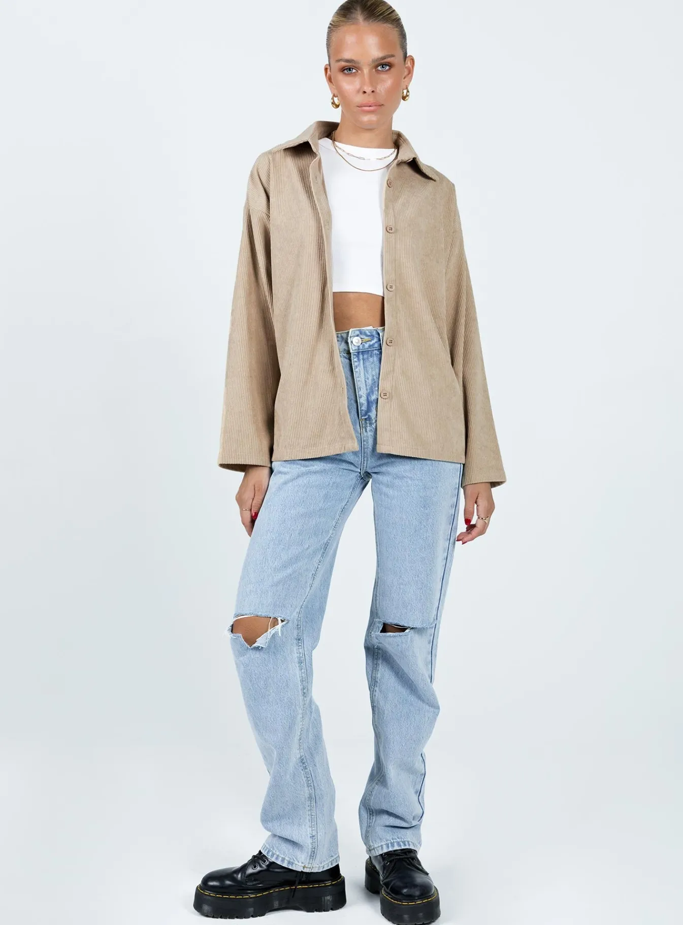 Princess Polly Frannie Corduroy Jacket Cream Hot
