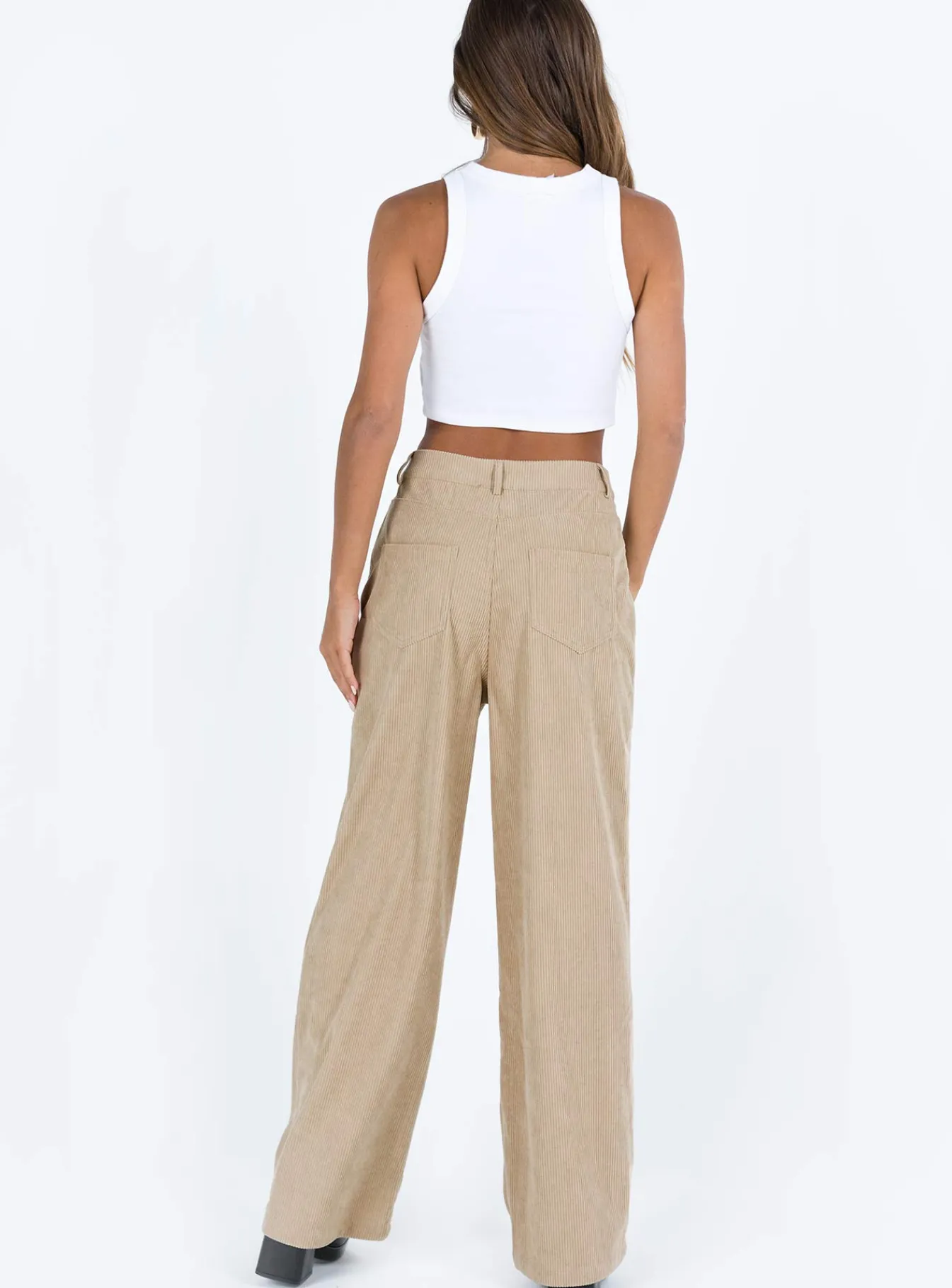 Princess Polly Frannie Corduroy Pants Cream Sale