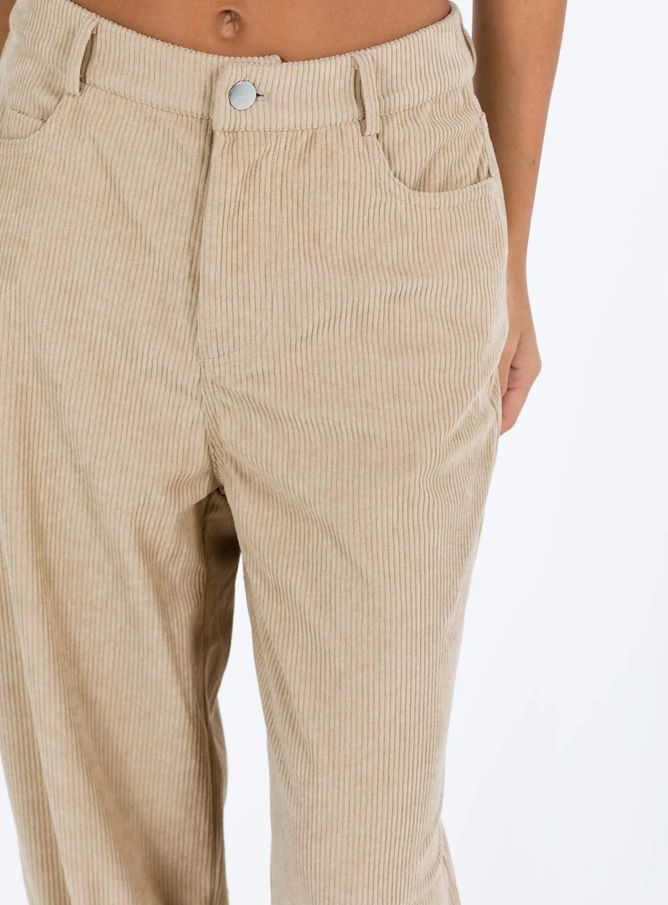 Princess Polly Frannie Corduroy Pants Cream Sale
