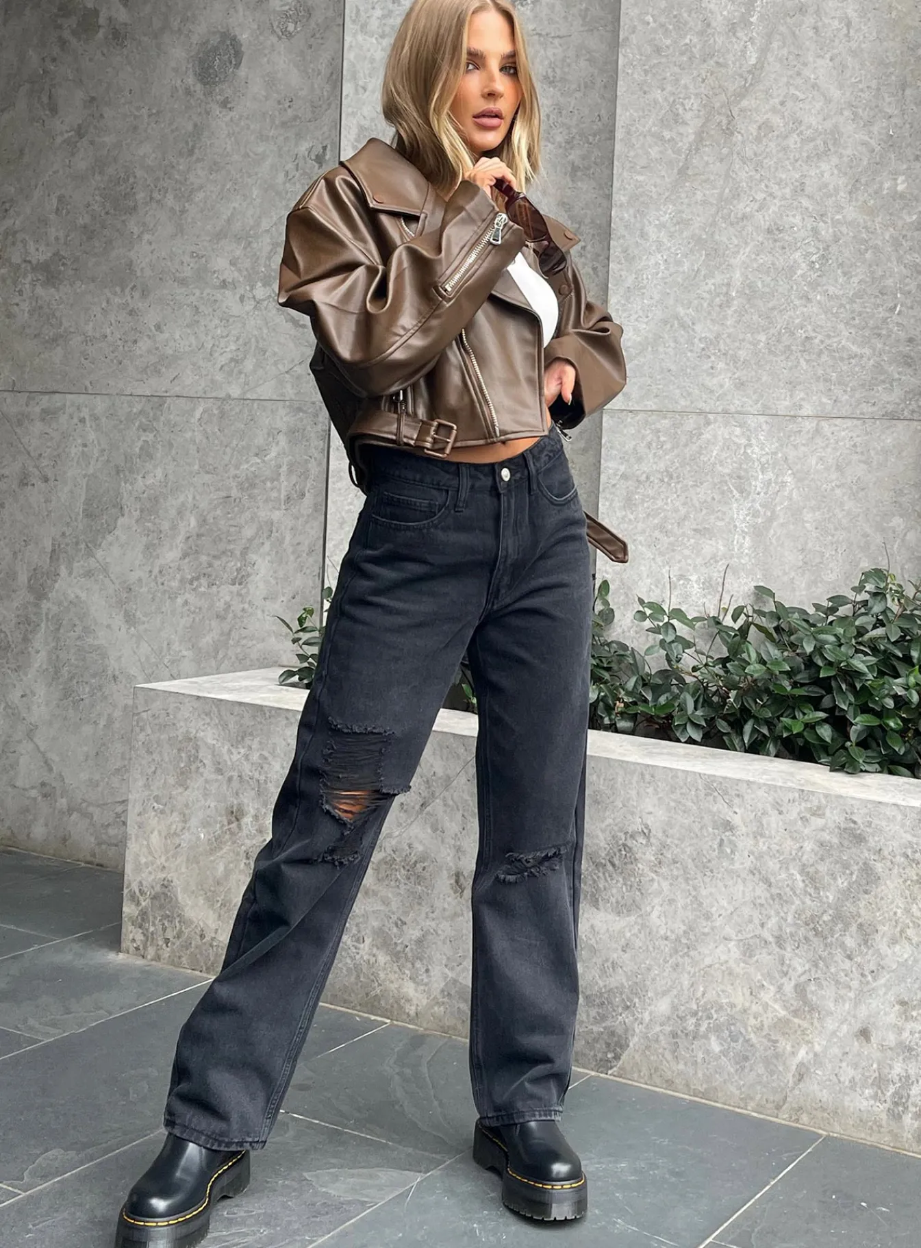Princess Polly Fraya High Rise Boyfriend Jeans Denim Black Hot