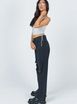 Princess Polly Fraya High Rise Boyfriend Jeans Denim Black Hot