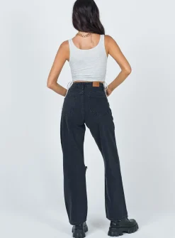 Princess Polly Fraya High Rise Boyfriend Jeans Denim Black Hot