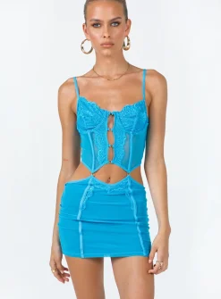 Princess Polly Freesia Mini Dress  Blue New