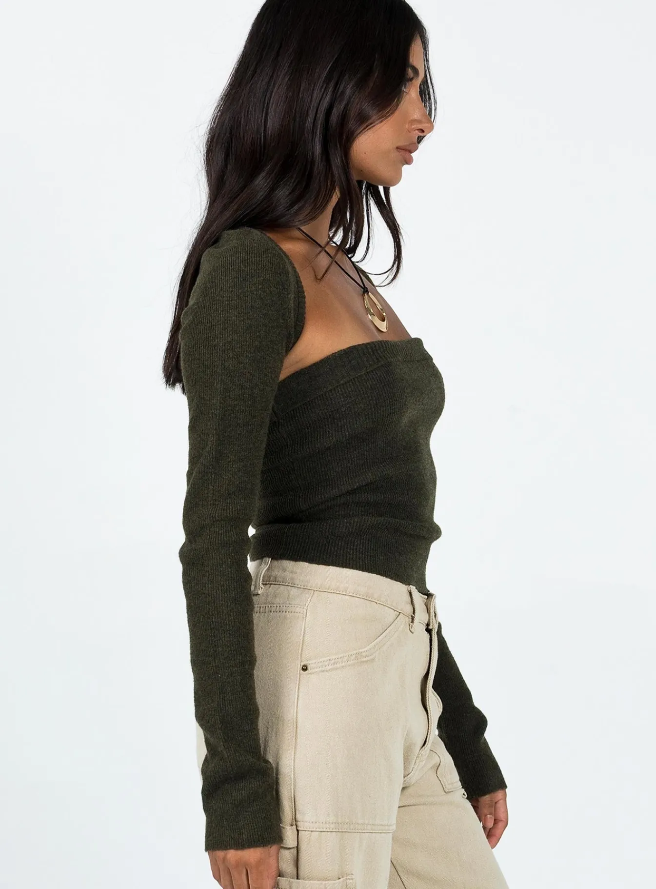 Princess Polly Freesia Two Piece Bolero Top Khaki Store