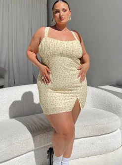Princess Polly Freya Mini Dress Curve   Yellow Hot