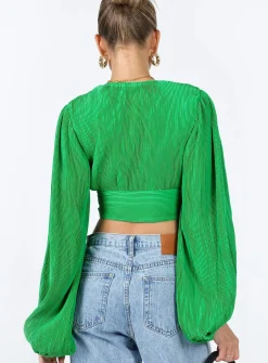 Princess Polly Fria Top  Green Clearance