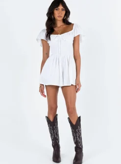 Princess Polly Front Row Romper  Plain White Store