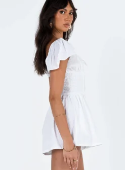 Princess Polly Front Row Romper  Plain White Store