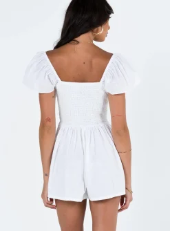 Princess Polly Front Row Romper  Plain White Store