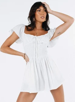 Princess Polly Front Row Romper  Plain White Store