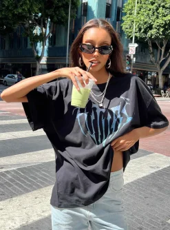 Princess Polly Future Oversize Tee  Black Cheap