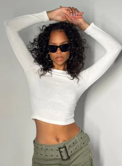 Princess Polly Gadigal Long Sleeve Top  White Best Sale