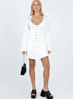 Princess Polly Gael Long Sleeve Mini Dress White Discount