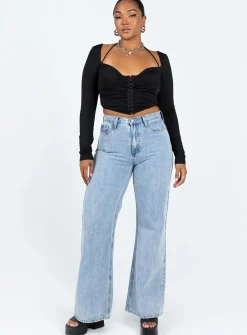 Princess Polly Galyn Long Sleeve Top  Black Cheap