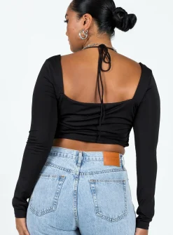 Princess Polly Galyn Long Sleeve Top  Black Cheap