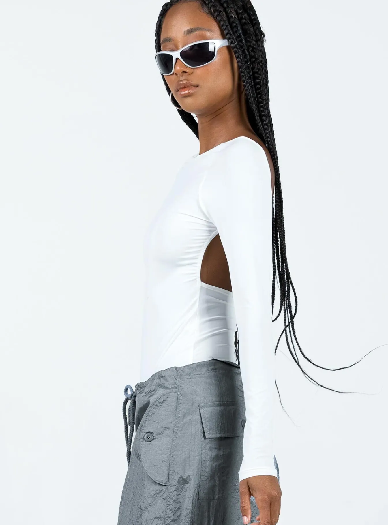 Princess Polly Gatewood Long Sleeve Bodysuit White Flash Sale
