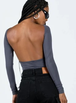 Princess Polly Gatewood Long Sleeve Bodysuit  Slate Sale