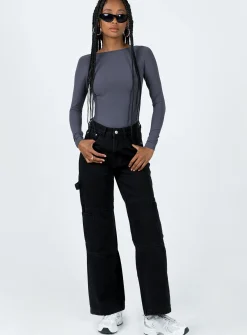 Princess Polly Gatewood Long Sleeve Bodysuit  Slate Sale