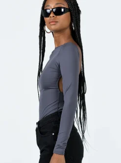 Princess Polly Gatewood Long Sleeve Bodysuit  Slate Sale