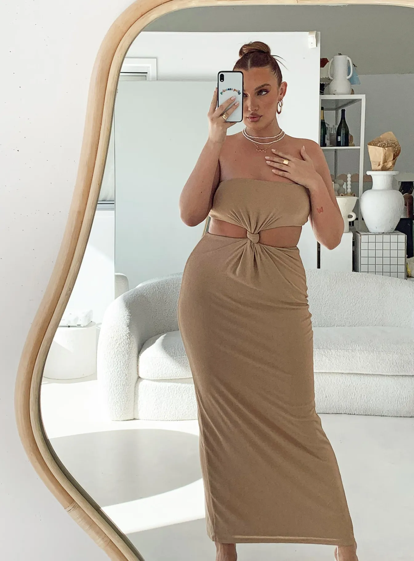 Princess Polly Gatlin Cut Out Maxi Dress Brown Clearance